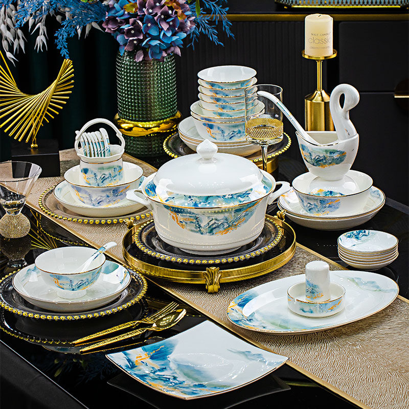 碗家用2025新款景德镇轻奢骨瓷餐具套装碗碟套装家用乔迁新居碗盘,餐饮具,碗,淘宝优惠券,粉丝福利购,淘宝优惠卷