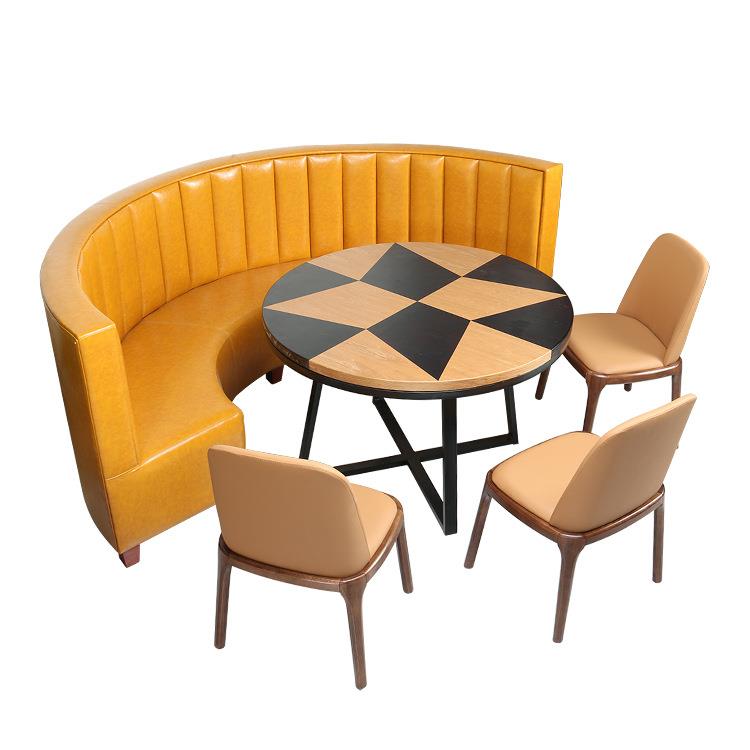 高档海底捞餐厅圆弧形卡座沙发桌椅现代简约西餐厅包厢餐桌椅组合