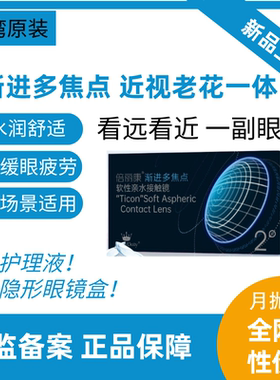25新品MerryDolly渐进多焦点近视老花隐形眼镜月抛1盒2片装透明片