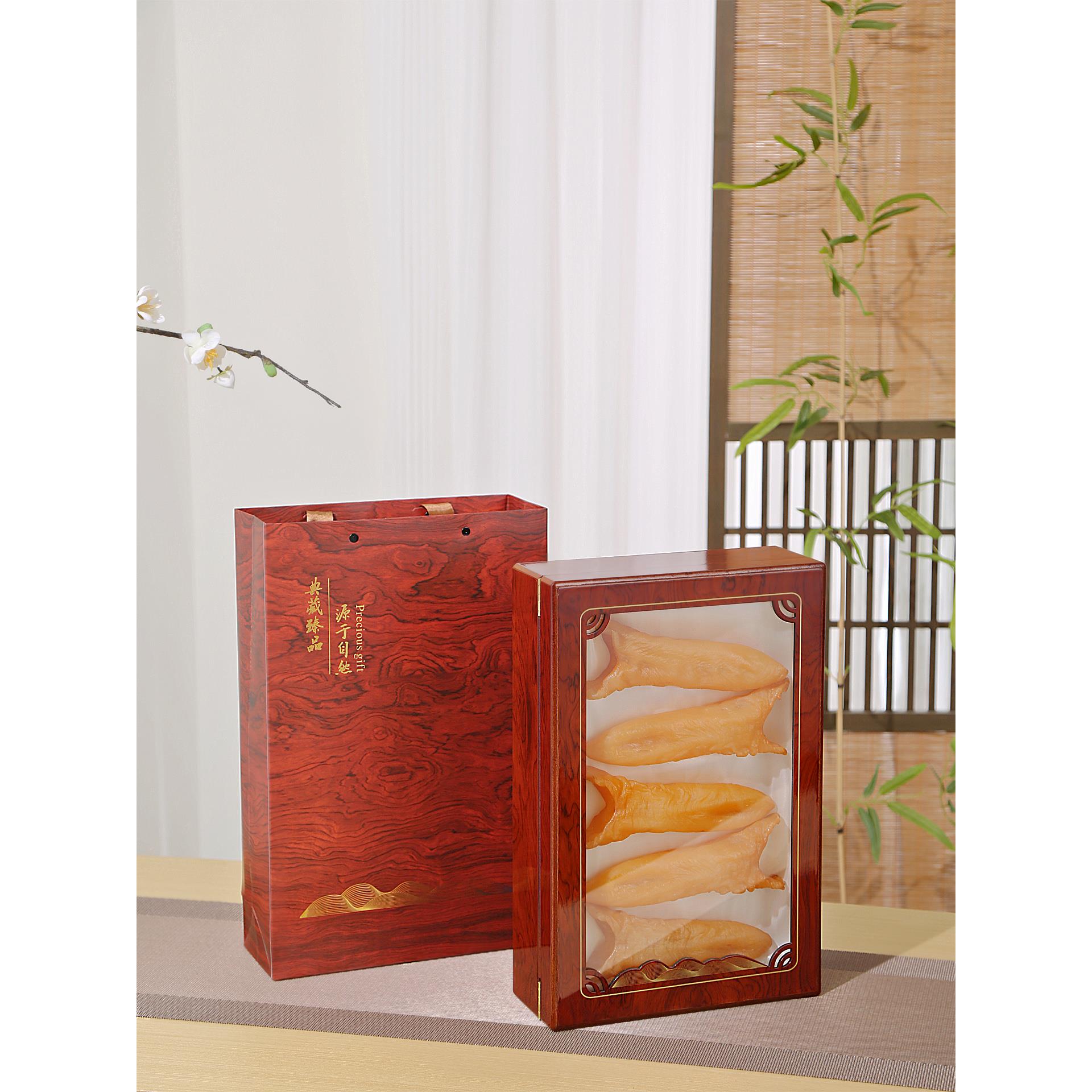 新款花梨木开窗实木鱼胶包装盒通用野山参陈皮展示盒礼品盒空盒子