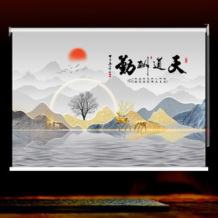 轻奢遮光卷帘定制办公室客厅卧室厨房防水挂画升降卷拉式 新款 窗帘