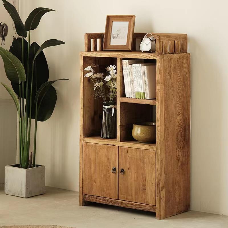 实木收纳柜中式落地原木书柜新中式简约展示柜客厅博古架
