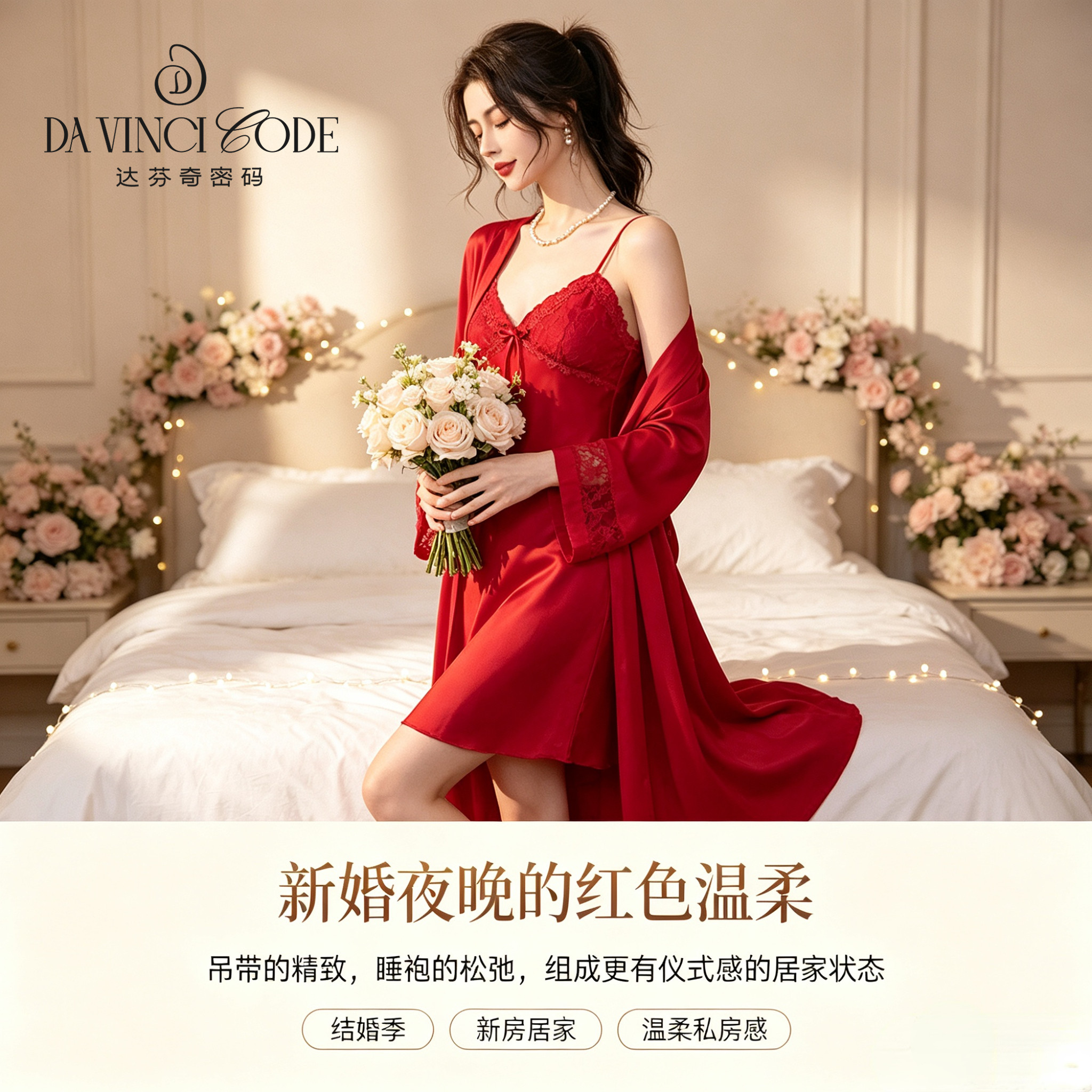 新娘结婚红色晨袍礼盒装图片