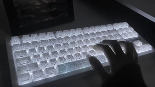 新款键盘帽工艺图案透光白透蜘蛛网键帽侧刻透光客制化酷炫蛛网