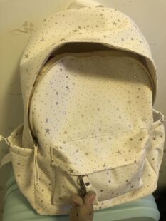 黄色双肩包新款简约满钻星星百搭书包女大容量初中生大学生背包