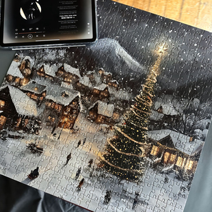 氛围感拼图新款2025趣味雪夜拼图带金箔圣诞礼物成人解压玩具挂画