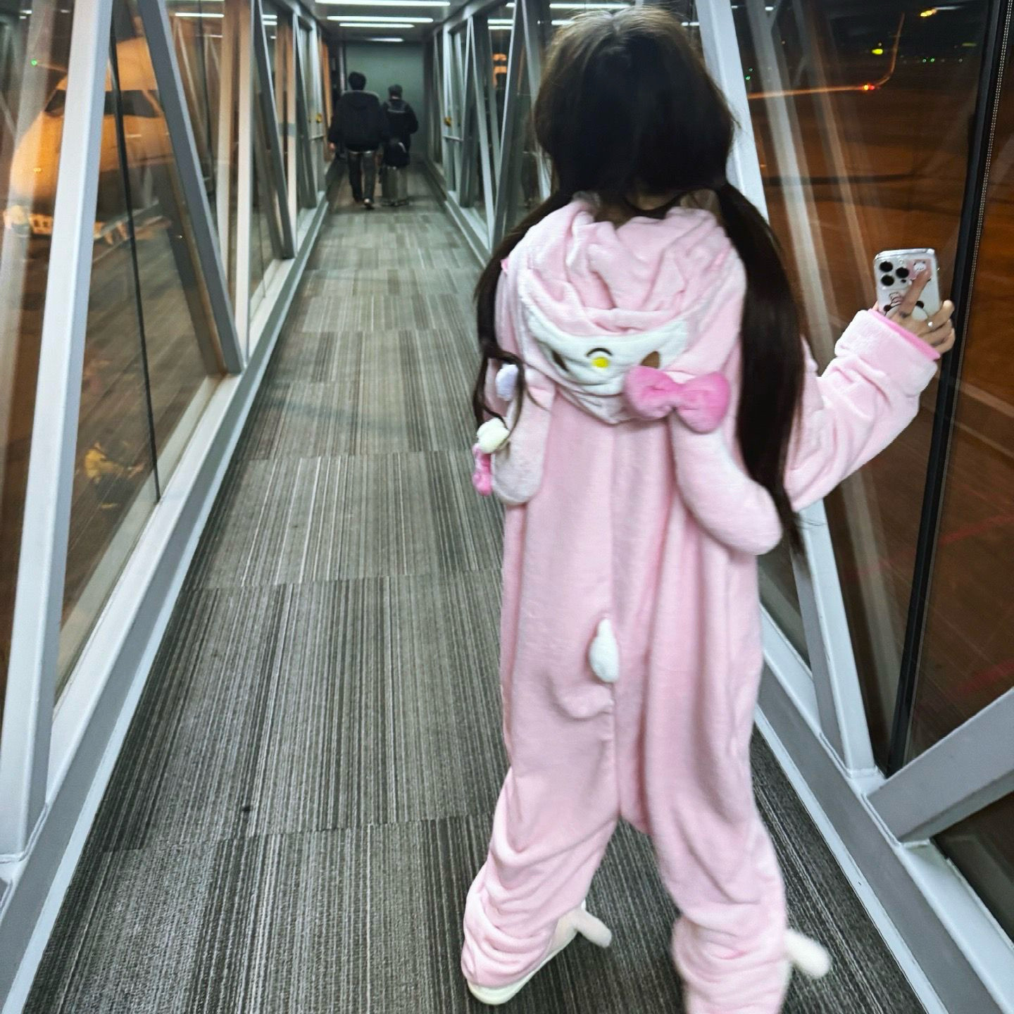 新款甜美连体睡衣珊瑚绒少女心粉色小兔子耳朵2026家居服套装