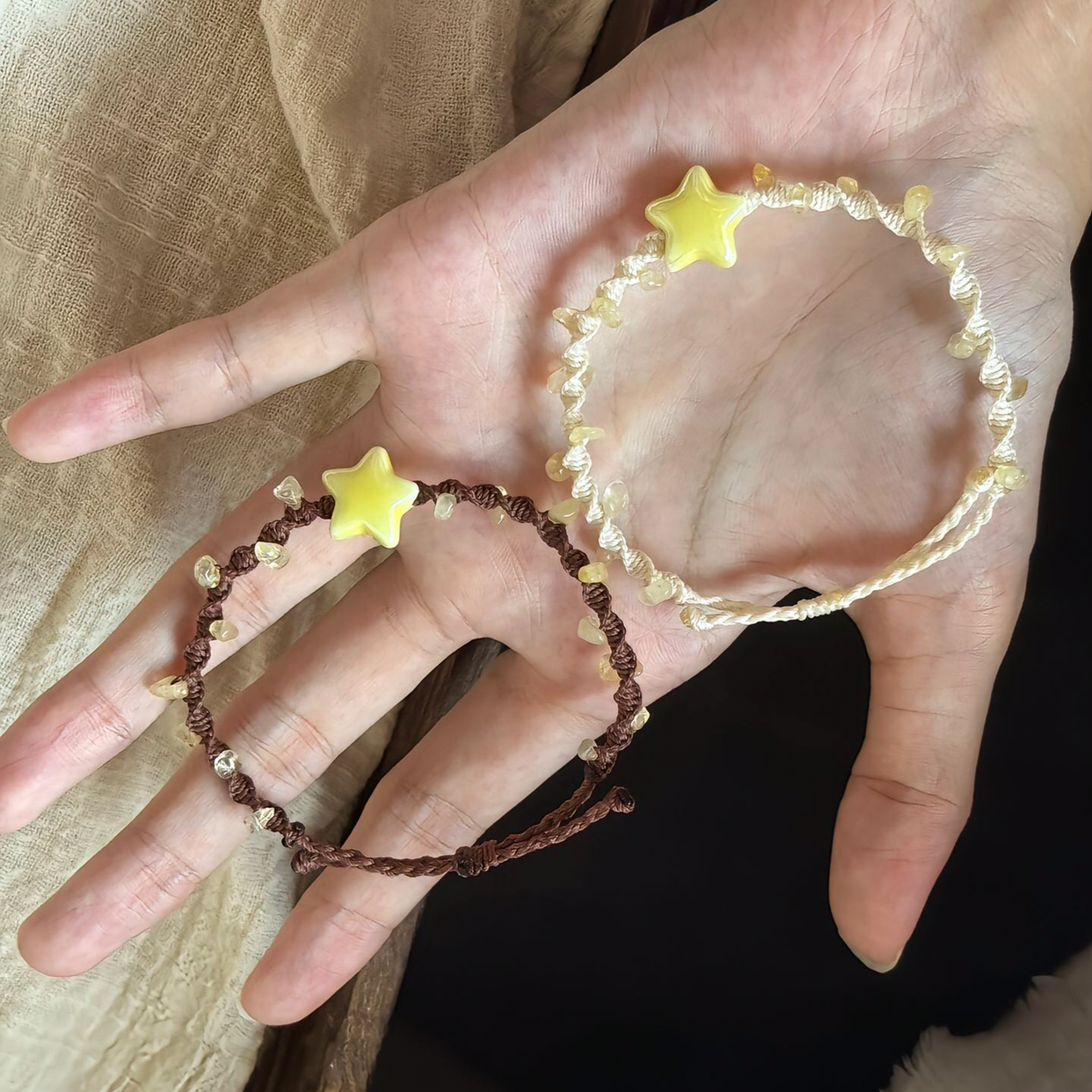 编织手绳材料包送朋友星星水晶手链macrame编绳手工diy