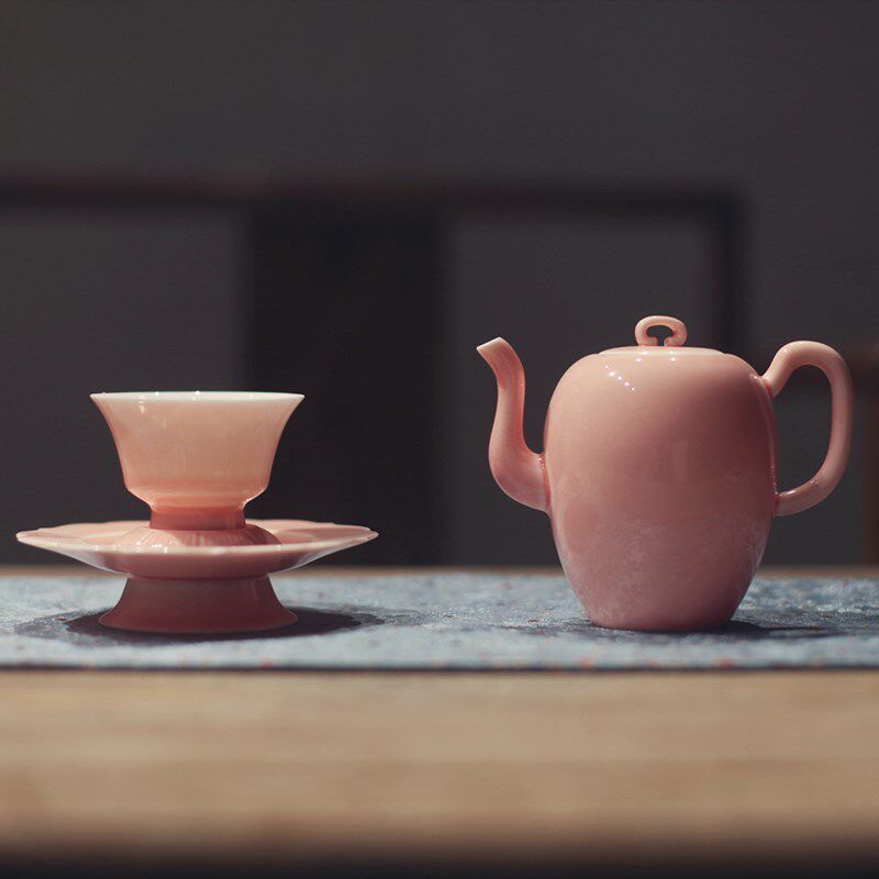 |勿念|《粉鳯仙》漫粉系列茶壶 美人肩 茶盏 粉色茶具 女生