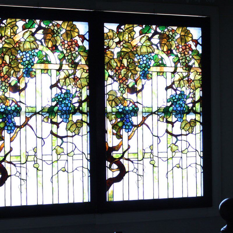 钢化高端大气玄关隔断屏风窗吊顶门芯美式帝凡尼艺术玻璃蓝紫葡萄