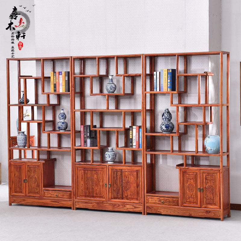 博古架实木中式仿古隔断架客厅古董置物架陈列柜展示柜组合多宝阁
