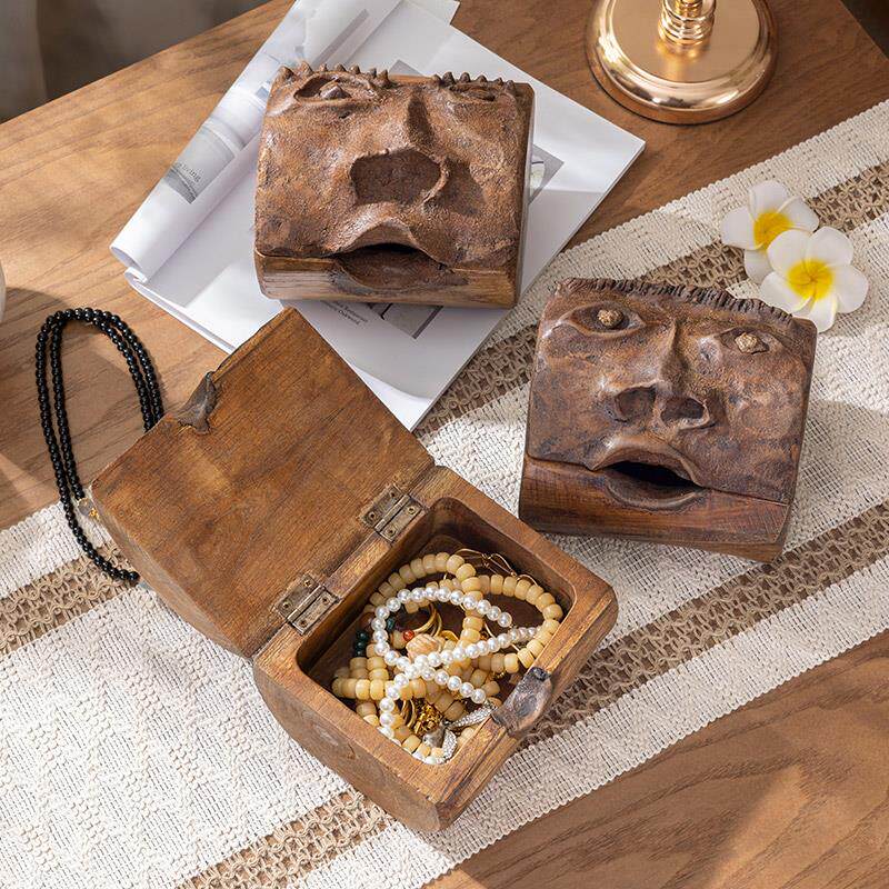 泰式原木小型古风首饰盒复古木盒饰品盒手饰收纳盒桌面整理小盒子