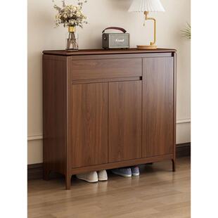 实木鞋柜家庭入口大容量入口柜集成2025新热风格入口门储物柜