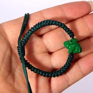 东阳木雕实木绿色兔子木质绿檀木紫檀木兔吊坠钥匙扣手錬脚炼 炼