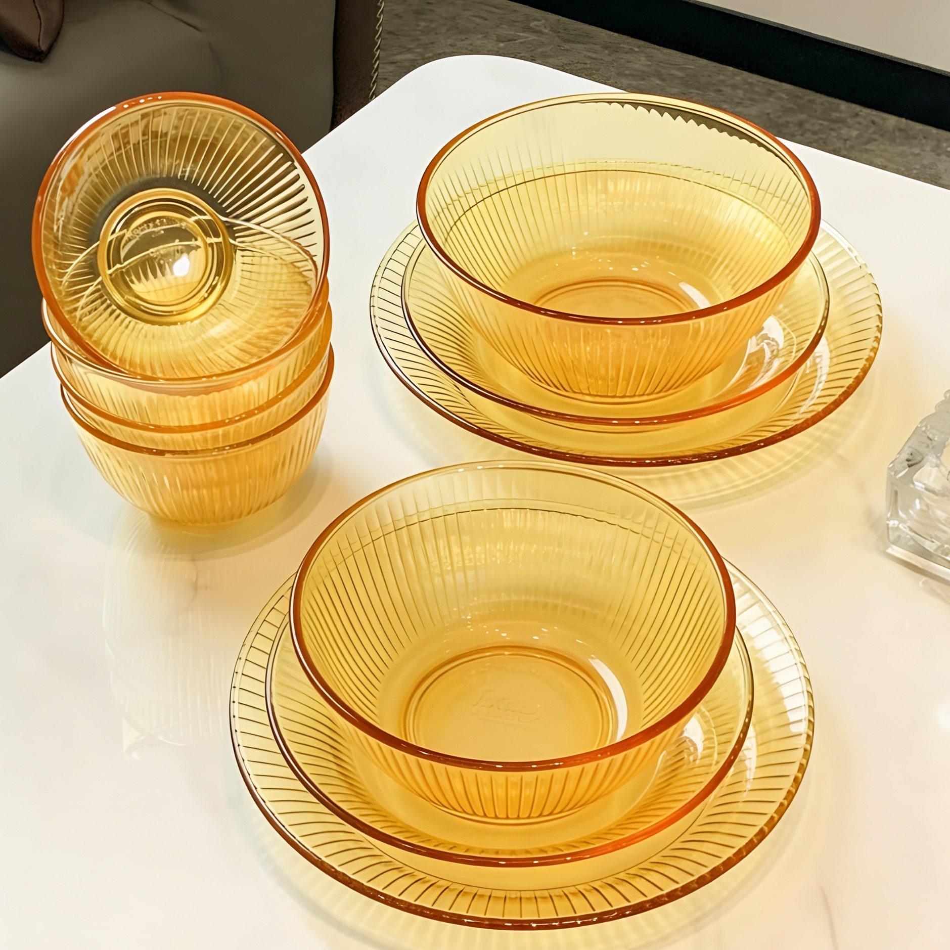 【10件套】康宁晶致餐具米饭碗微波炉吃饭碗小号面碗玻璃碗家用