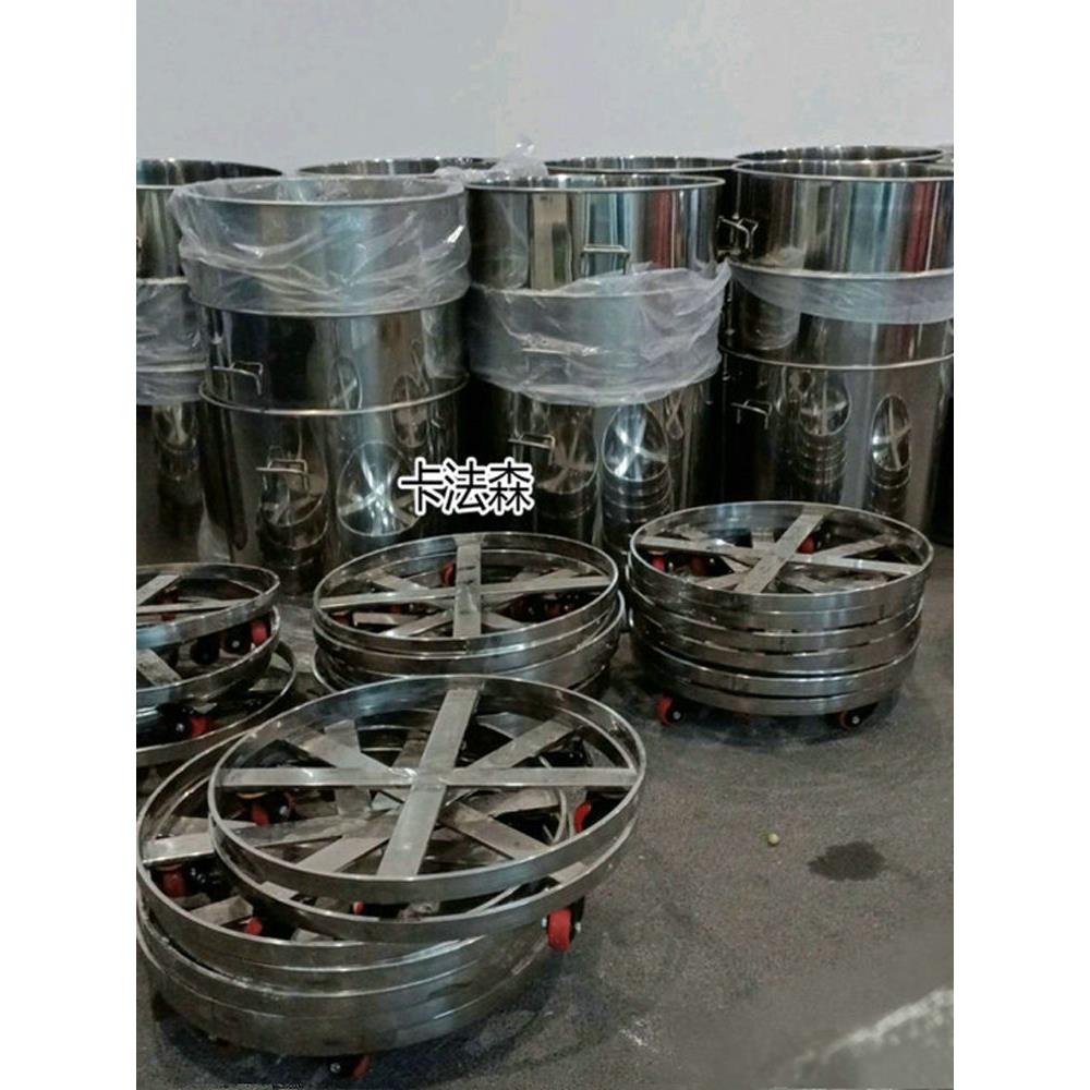 周转车运输工具车带轮移动不锈钢桶汤桶底座架子特厚不锈钢圆桶车