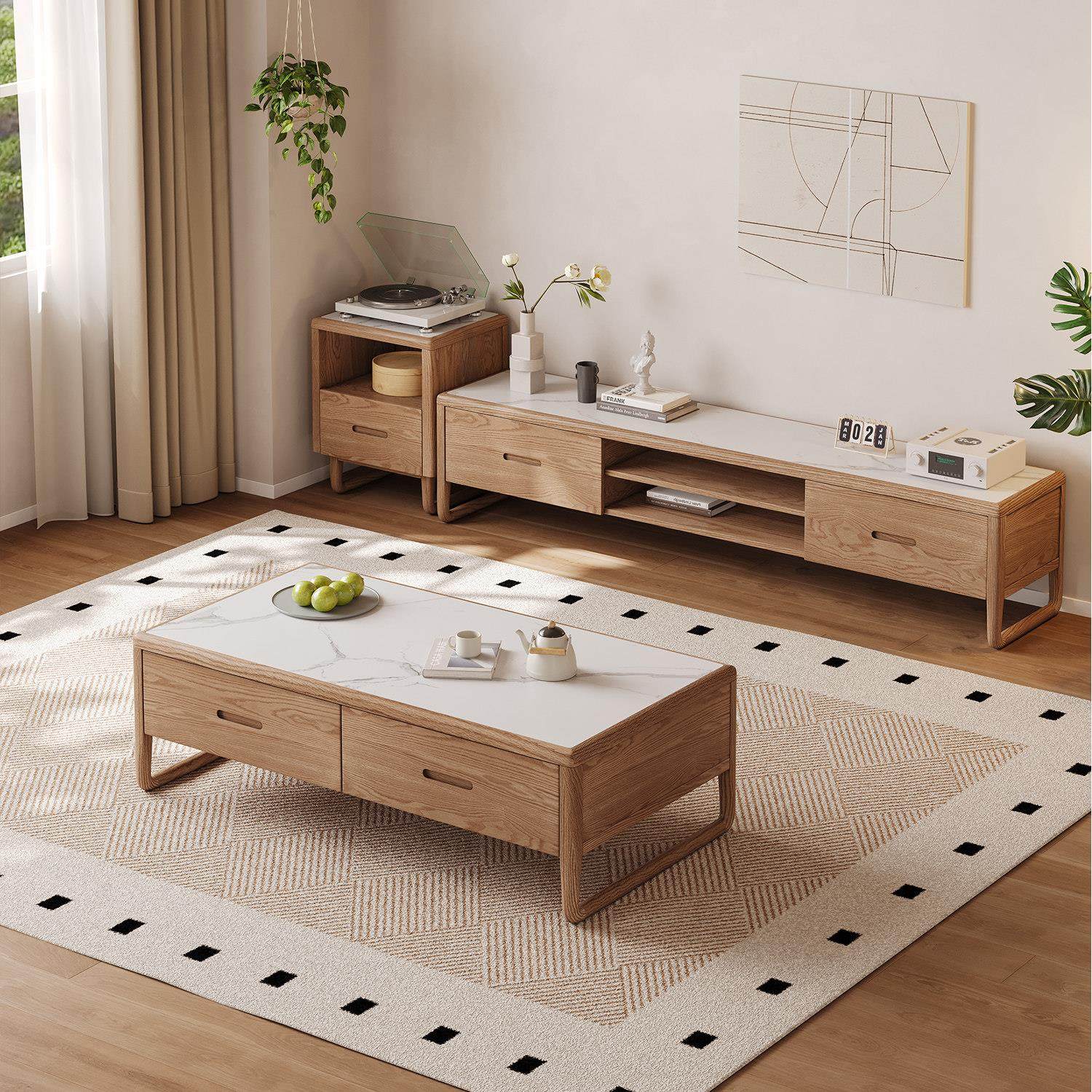 上进全屋全实木设计师新中式茶台简约胡桃色白蜡木茶几电视柜组合,住宅家具,茶几,淘宝优惠券,粉丝福利购,淘宝优惠卷