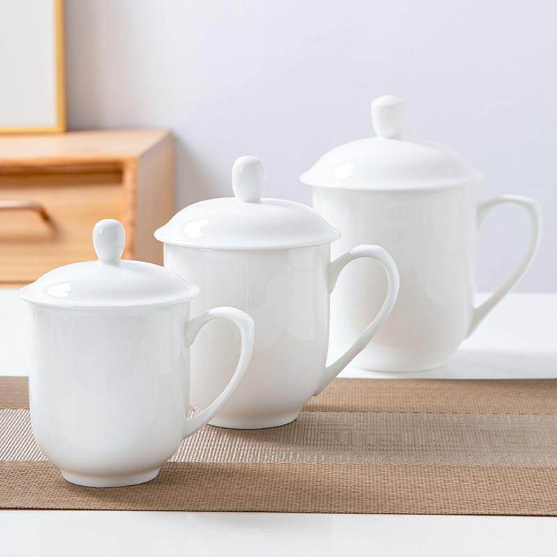 景德镇大型带盖新茶杯陶瓷杯骨瓷水杯白色杯办公会议杯定制,餐饮具,茶杯,淘宝优惠券,粉丝福利购,淘宝优惠卷