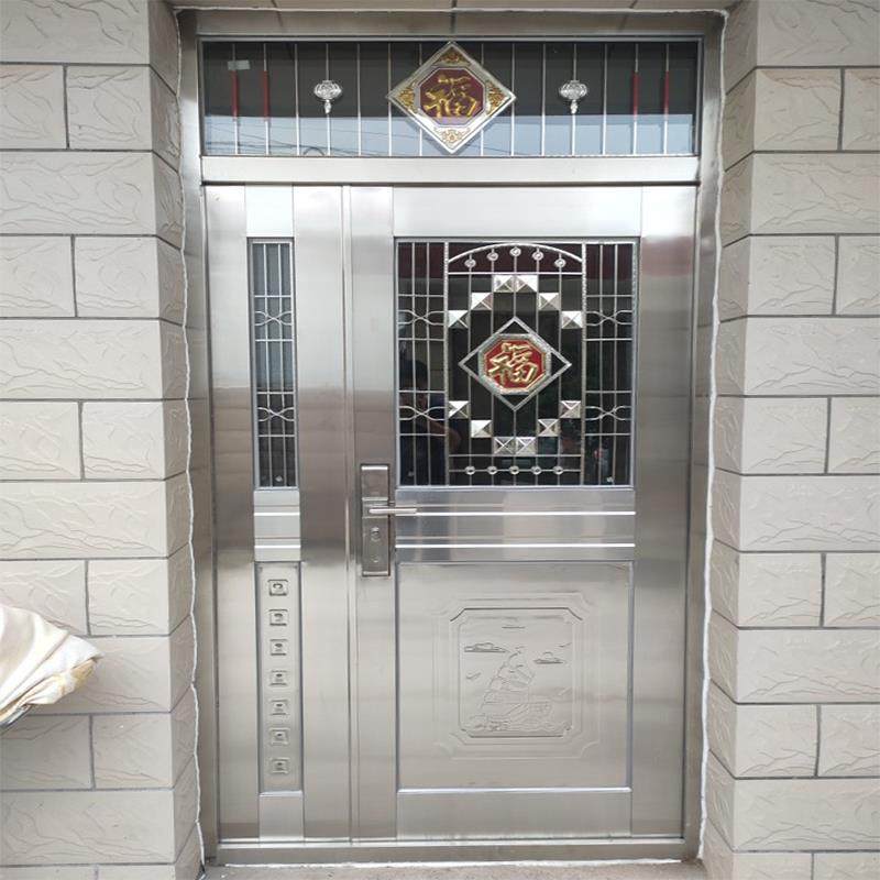 304不锈钢防盗门大门双门乡村安全门白钢门家用单门楼宇子母门