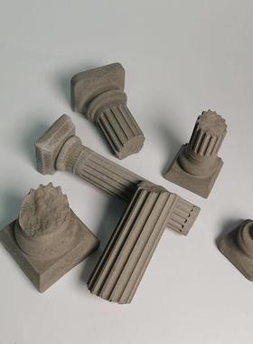 建筑废墟欧式破损罗马柱水泥混凝土鱼缸造景创意装饰布景桌面摆件