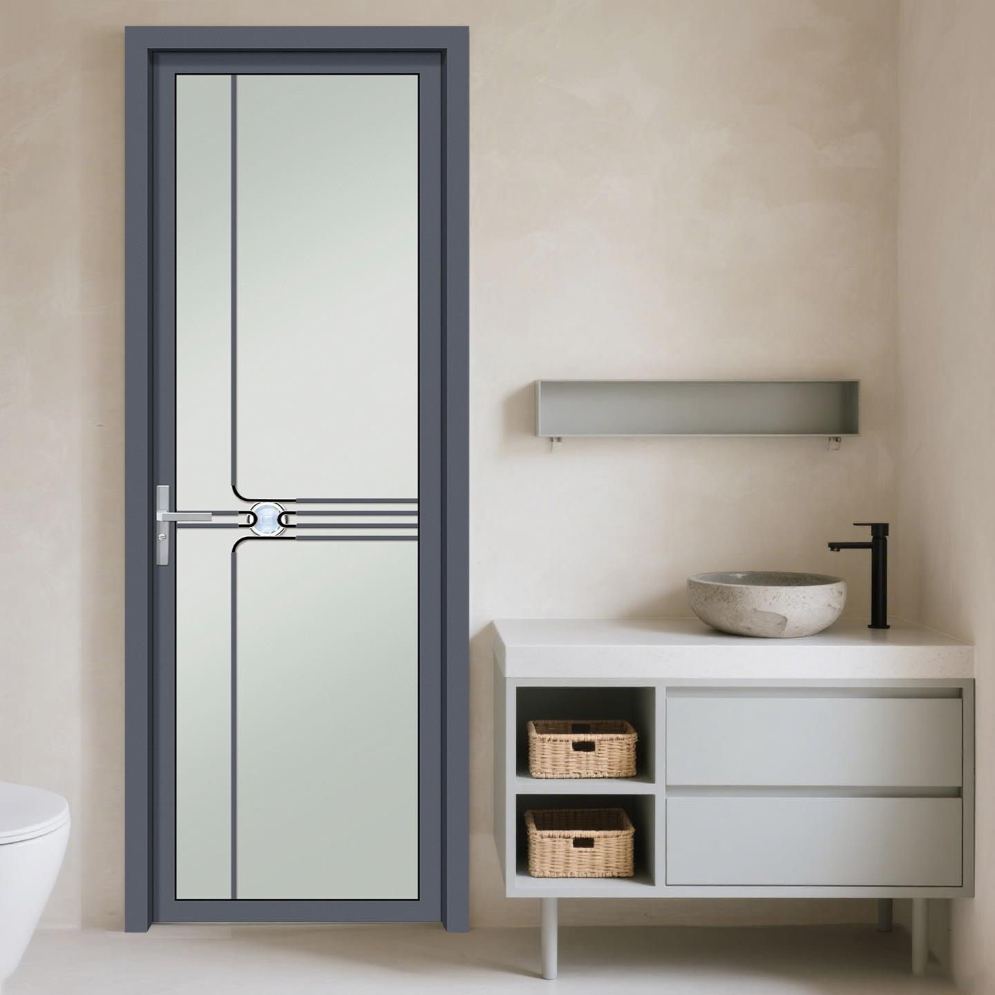 高端厕所门卫生间门厨房玻璃门钛镁铝合金钢化玻璃门通用平开门