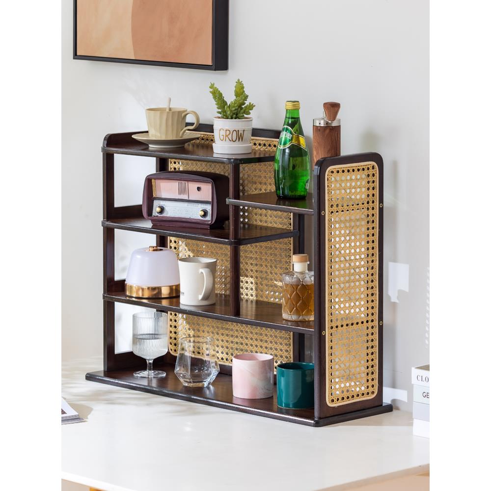 杯架杯子收纳置物架桌面茶杯具咖啡杯马克杯水杯餐边柜藤编展示架