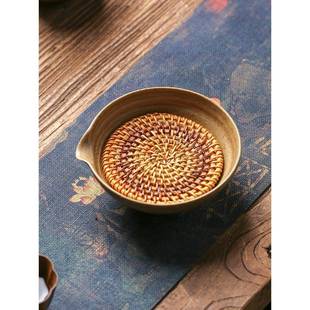 储水壶藤编承垫养壶干泡台单层小茶粗陶瓷盖碗底复FC898古 日托式