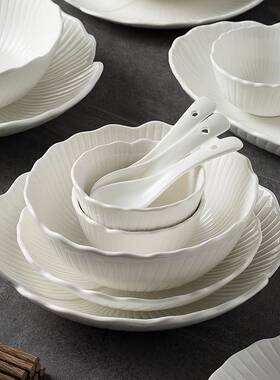 北欧级默认VPDV高感白色餐陶碗盘家用汤碗轻瓷奢汤盘深盘新居乔迁