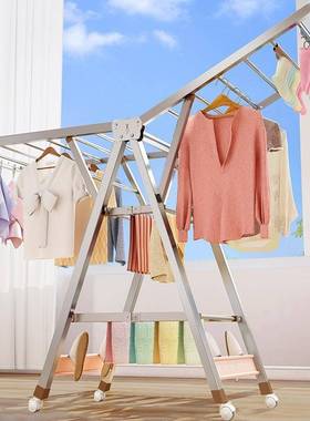 34移落95866地加厚粗0折叠加不锈钢晾衣架室内家用阳台可动室外结