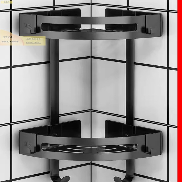 304不锈钢浴室置物架免打孔卫生间转角墙上用品收纳架子壁挂式