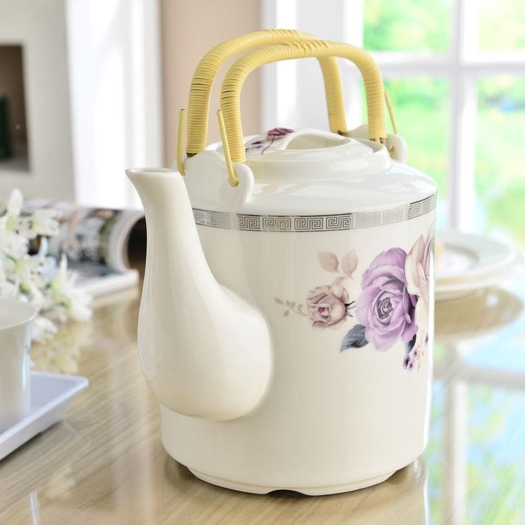 陶瓷冷水壶 大量家用凉水壶 提水梁茶壶2110瓷大号骨茶壶单容个花