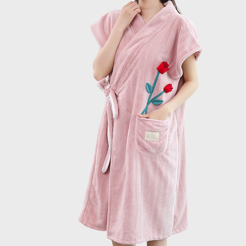 浴巾女穿可裹用浴袍珊绒吸水可爱浴裙大人家默认9EC9洗澡浴衣斗可