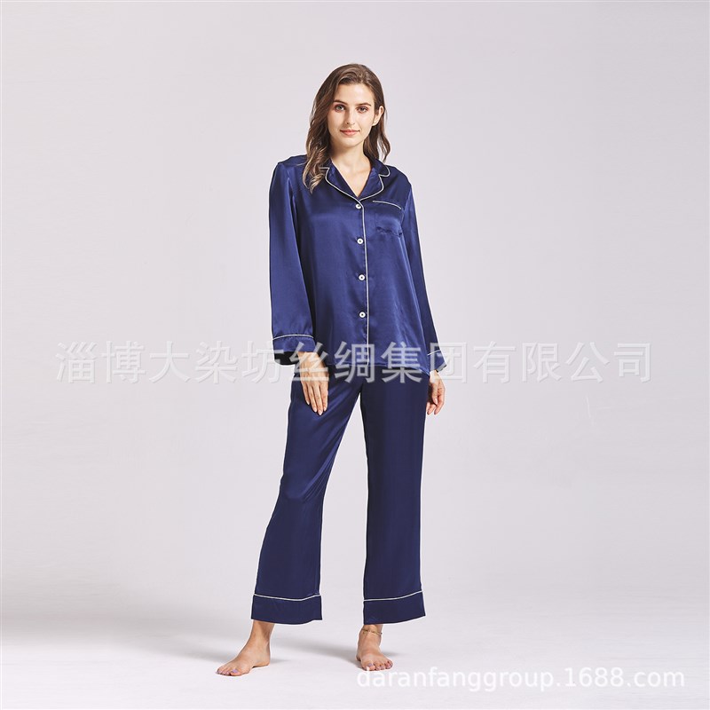 16姆米女士真丝睡o衣桑蚕丝女士睡衣居家服套装真丝睡衣套装