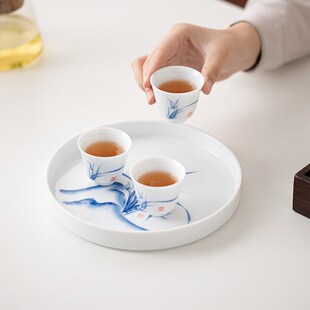 釉下彩手绘白瓷品茗杯家用u小茶杯茶碗杯子闻香杯功夫茶具主人杯