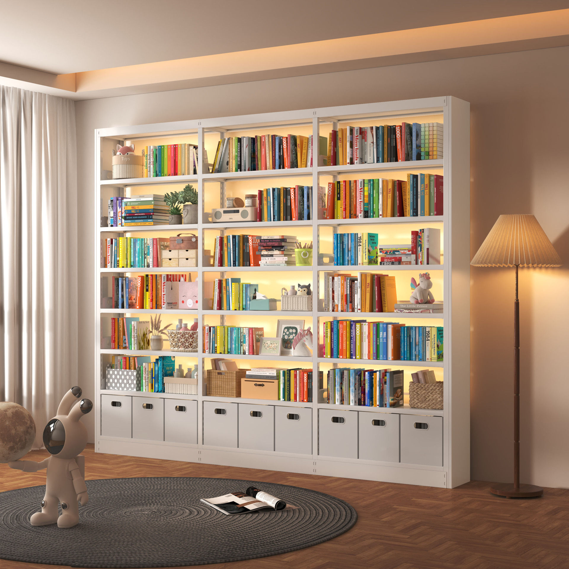 图书馆书架客厅落地置物架儿童绘本架铁艺储物架家用钢制靠墙书柜,智能设备,其他智能配件,淘宝优惠券,粉丝福利购,淘宝优惠卷