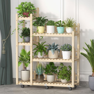 阳台实木户外防腐花架子室内客厅多层落地式 花盆多肉绿萝植物架子