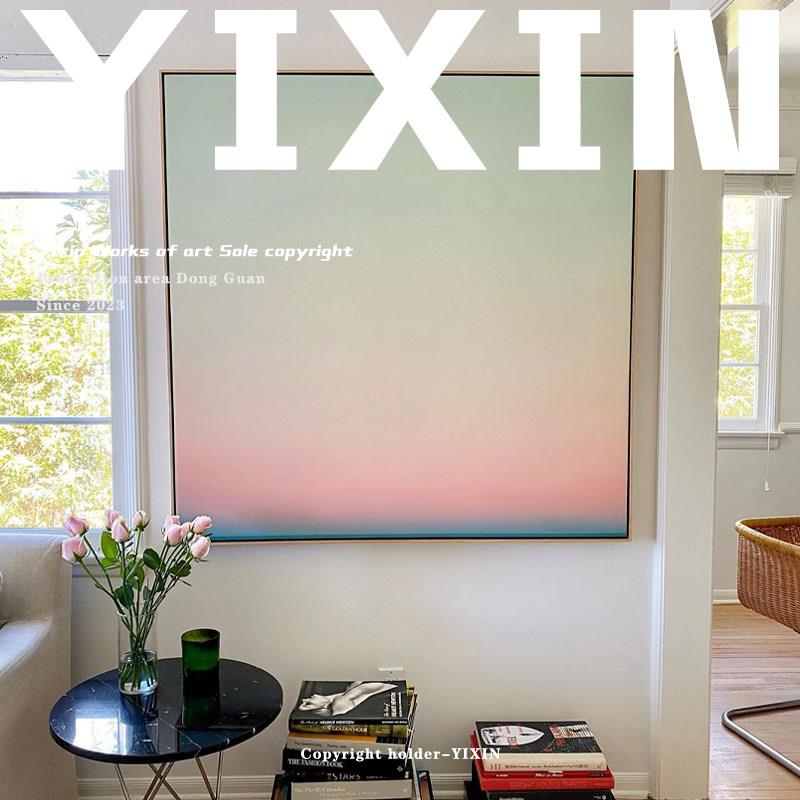 YIXIN 纯手绘渐变色抽象装饰画后现简约油画巨幅落地画客厅挂画