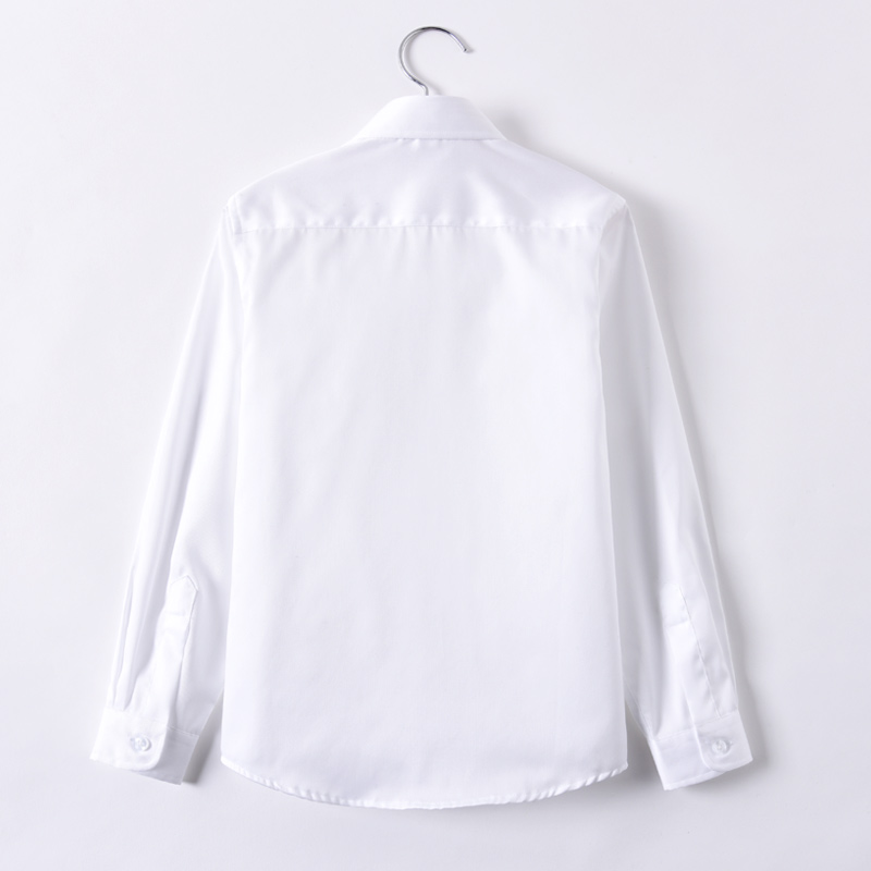 儿童白衬衫男童长袖免烫春秋中大童学J生校服演出礼服白色衬衣