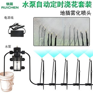 水泵自动定时浇水浇花器雾化喷头加湿草坪菜地 自吸大棚喷淋g系统