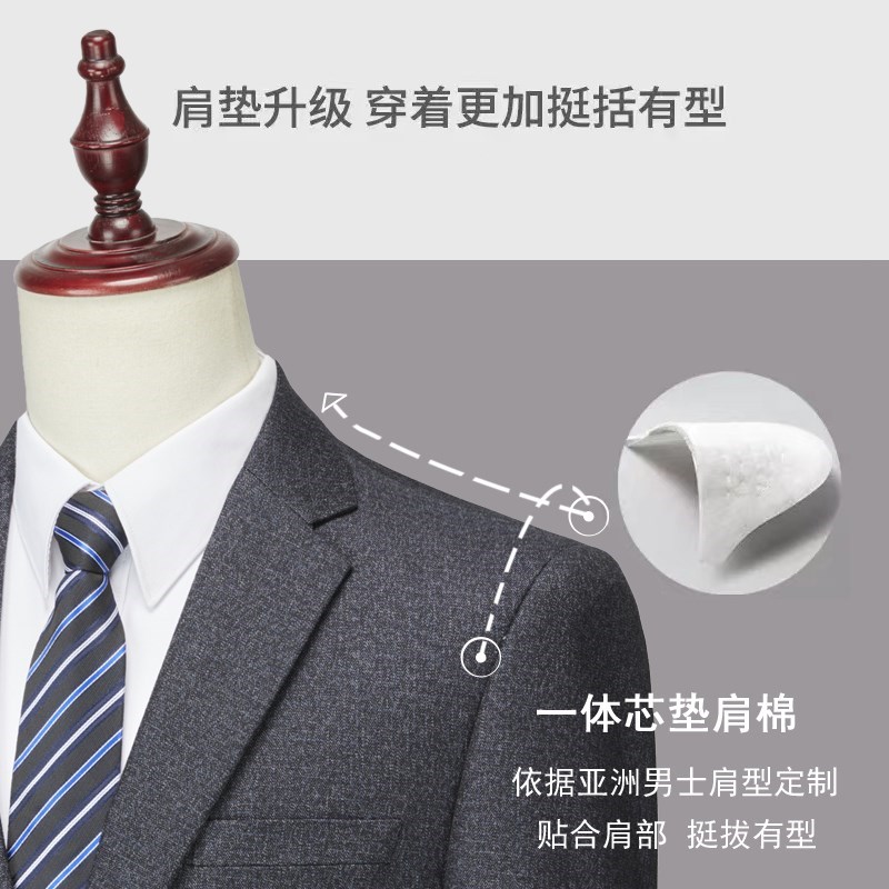 中老年西服套装男爸爸西装结婚喜庆长辈J宽松O礼服中年商务休闲套