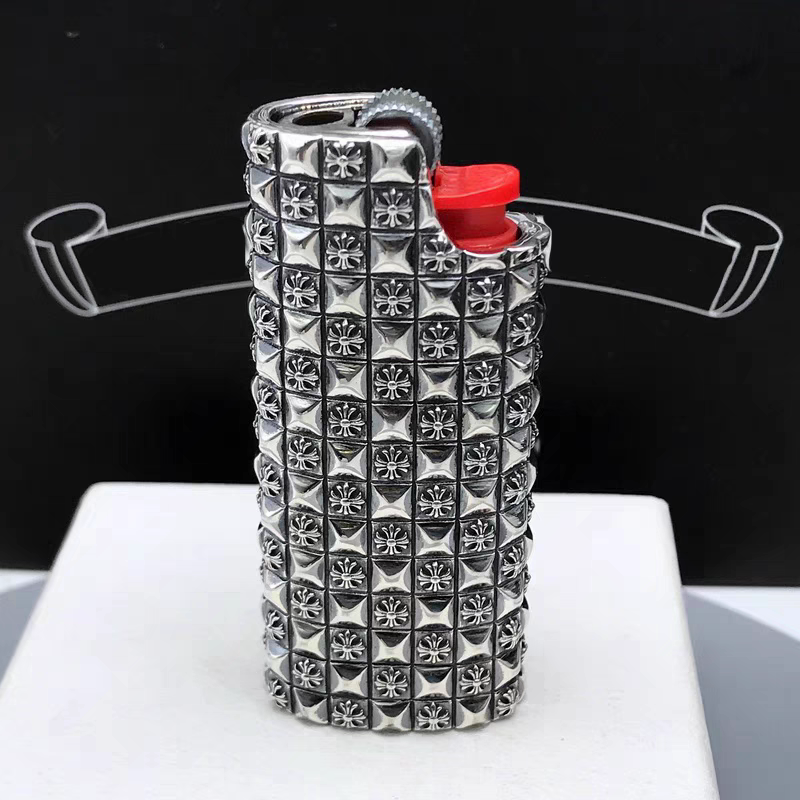 thumbnail for S925 silver cross full of flowers high-grade lighter case cross domineering trend lighter gift creative gift
