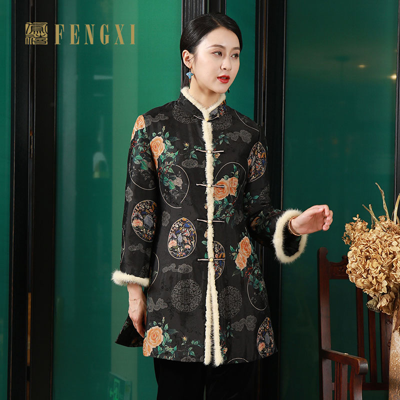 凤禧中式真丝提花棉衣