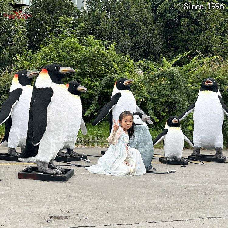 仿真海洋动物模型 机械电动企鹅家族 极地公园动物园商场摆件装饰