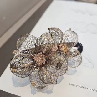 艾贺尔手工铜丝编织韩国爆款发卡后脑勺盘发发夹新中式发饰鸭嘴夹