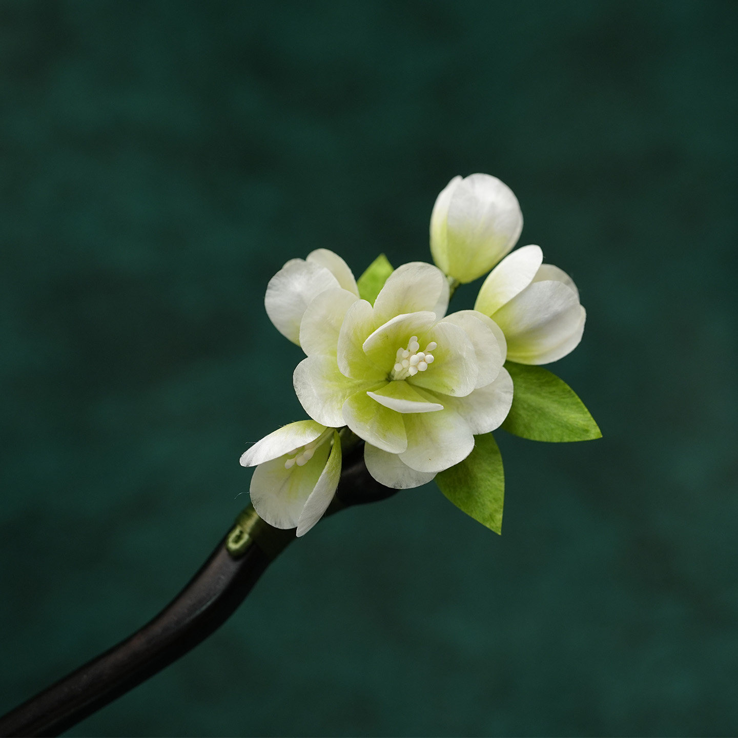 新中式非遗绒花茉莉檀木发簪