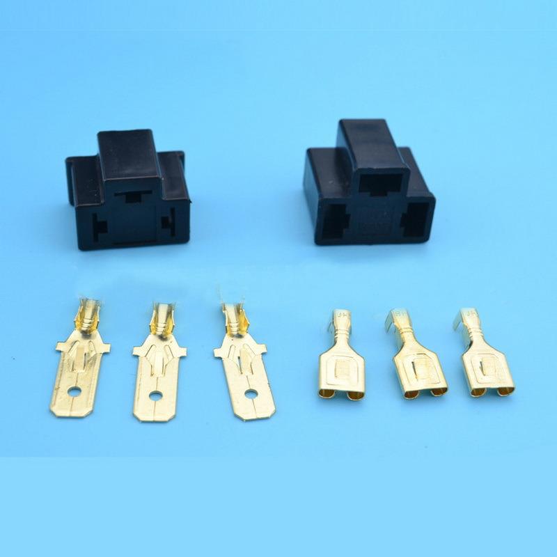 10套H4汽车大灯灯座接插件3针汽车灯连接器插头