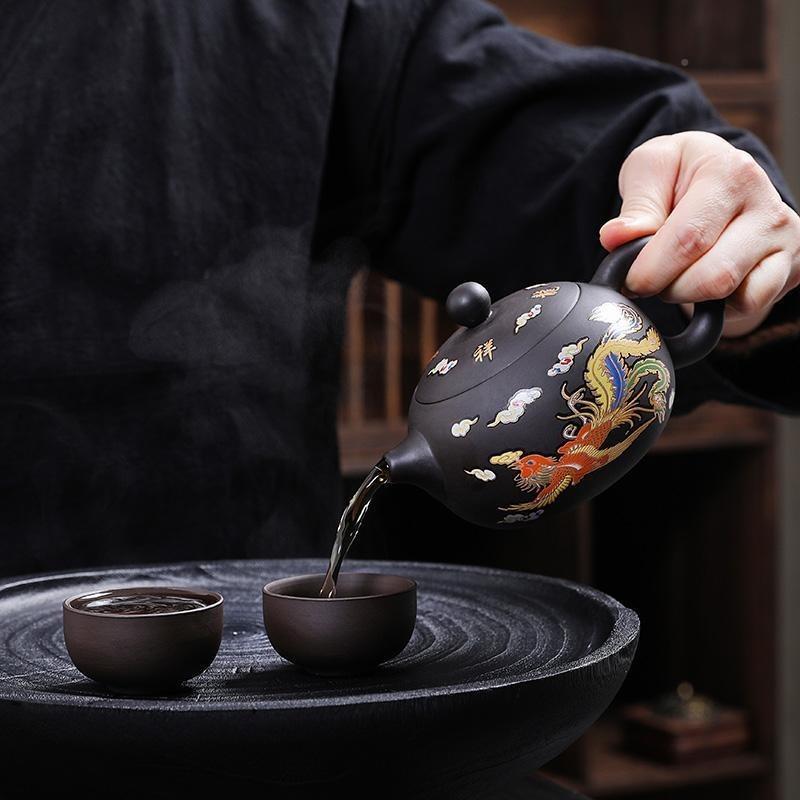 遇变呈色龙凤祥紫砂凤鸣壶纯≈半手工茶壶出水鸟叫泡F7T89S茶热壶