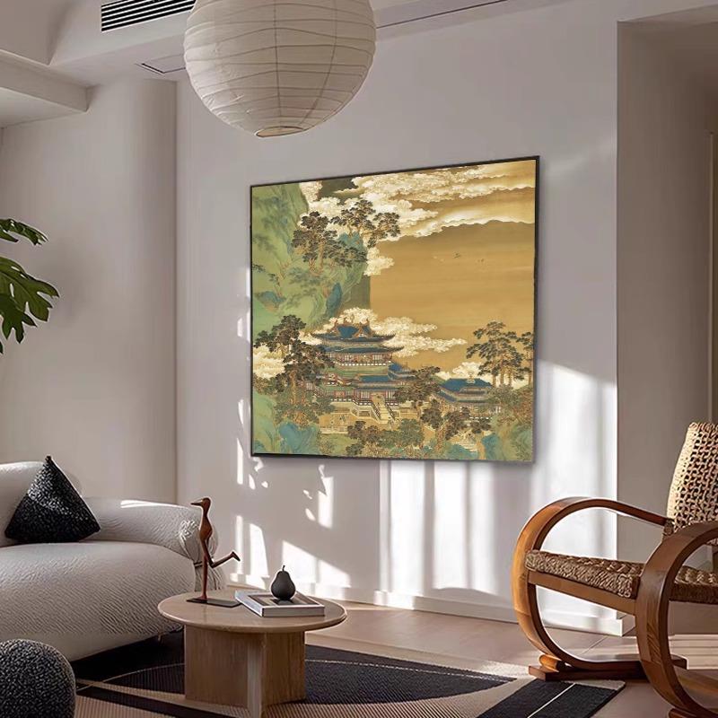 新中式山酒客厅餐厅挂画水风VNN景别墅玄关卧室装饰画店民方型宿图片