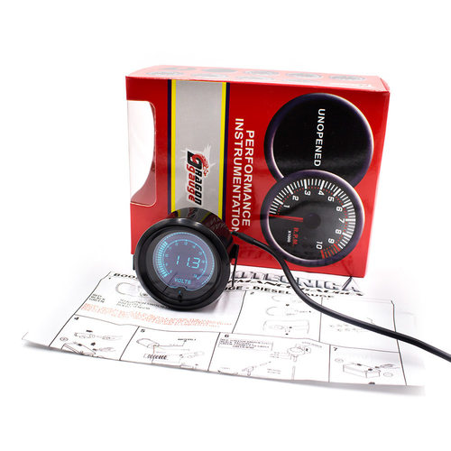 汽车改装液晶显示车用电压表2寸52mm8-18V EVO电压表7彩背景灯光