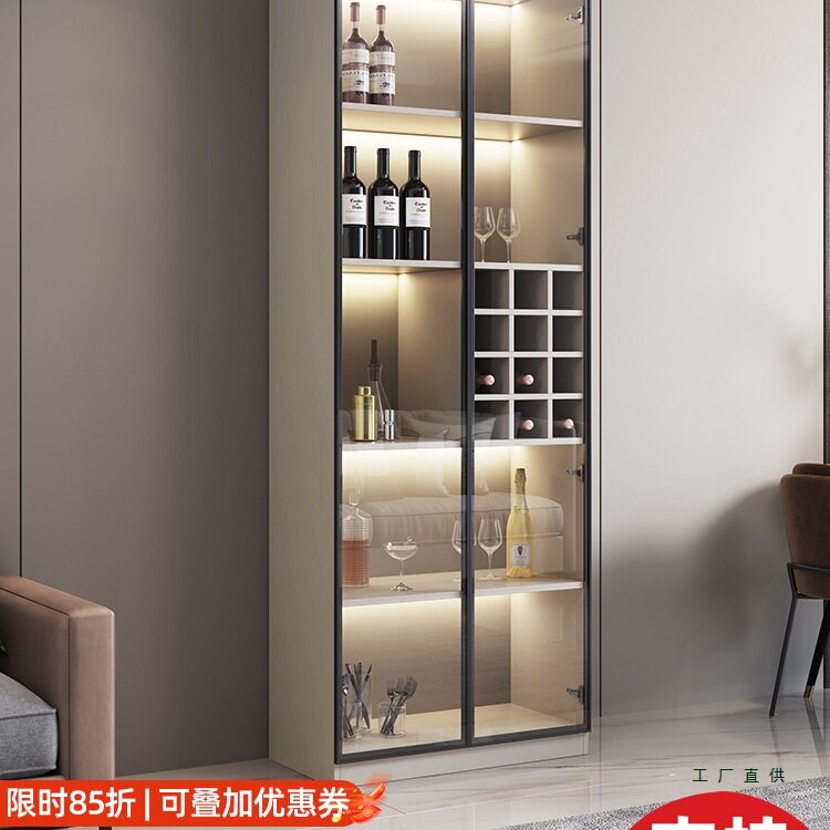 现代简约轻奢玻璃门酒柜定制
